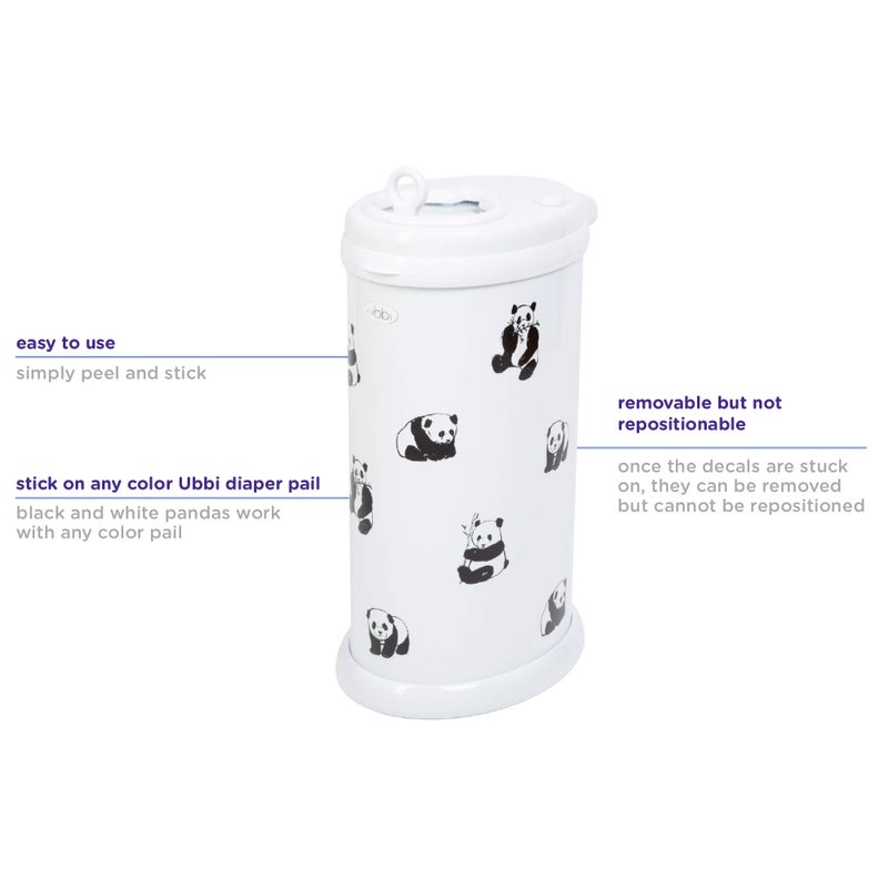 Ubbi Panda Peel and Stick Decal Stickers, Decorative Sticker for Diaper Pail or Baby Nursery - Image 4